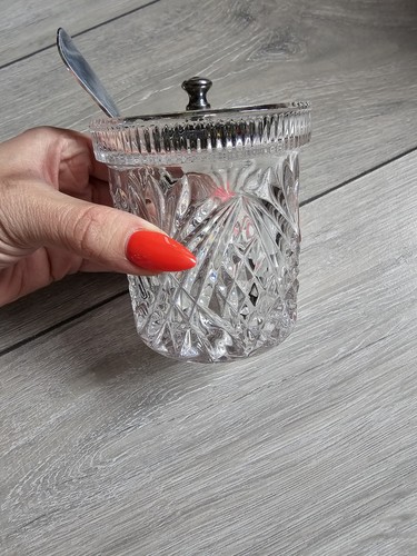 Vintage cut glass jam jar - vintage,