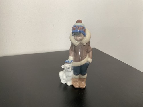 Lladro eskimo boy with polar - lladro,