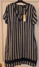 Next Navy Striped Linen Blend