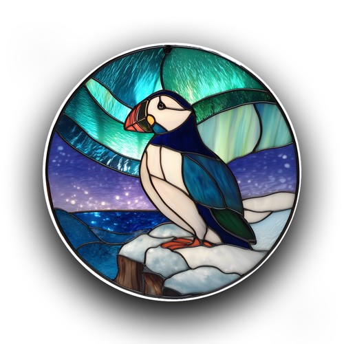 Puffin bird northern lights - puffin,