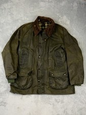 Barbour Bedale A100 Waxed Jacket Size C42 Large 4 Pocket Green Vintage 1991