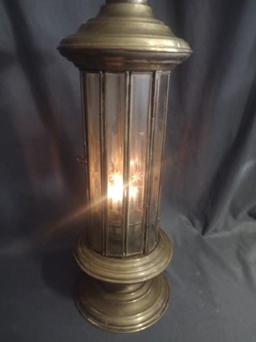 Brass etched glass - etched, antique