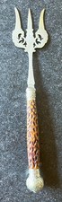 ANTIQUE SILVERPLATED  BREAD FORK   REG NO  for 1892-98 HORN HANDLE , ENGRAVING