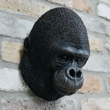 Hanging Gorilla Head Wall Plaque Bust Monkey Ornament Indoor Outdoor Home Decor