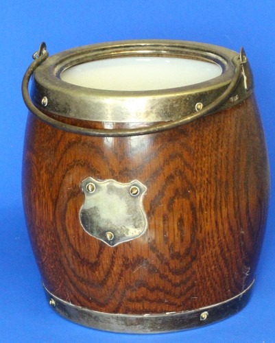 Antique oak biscuit barrel - antique,