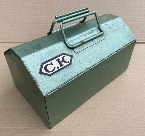 Vintage metal toolbox - vintage,
