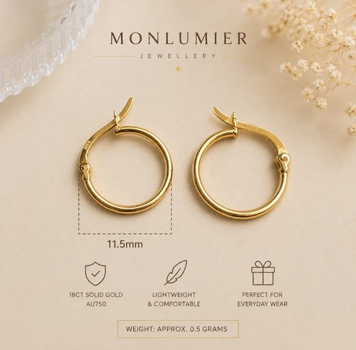 Solid 18ct gold dainty hoop - solid,