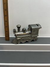 Silver Steam Train Money Box Collectable Moving Wheels Kids Piggy Bank