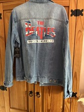 NEW Unisex The Beatles Union Jack Logo Denim Jacket HARD ROCK Large