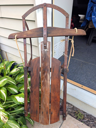 Vintage wooden sled - vintage,