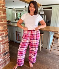 Ex M*S Loungewear Bottoms Women's Checked 100% Cotton Pj pyjamas elastic waist
