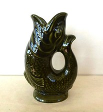Vintage Dartmouth Devon Gurgle Jug Dark Green 18cm