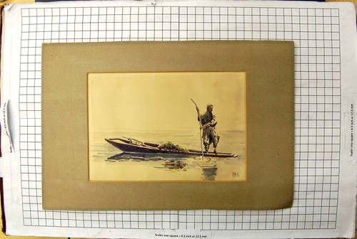 Antique old print - old, colour