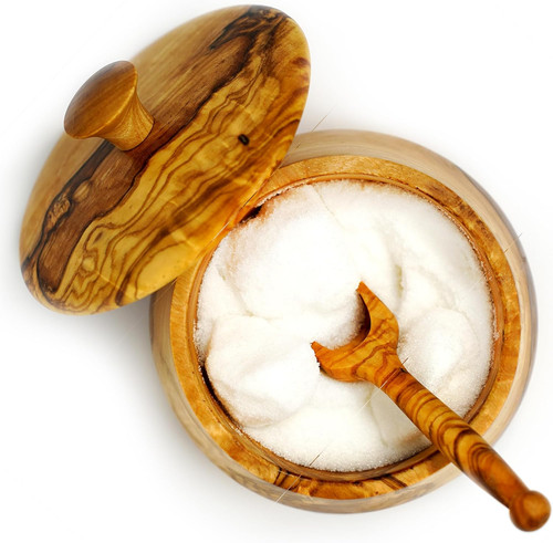 Handmade olive wood salt - olive,