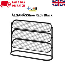 IKEA ÄLGANÄS Shoe Rack Black 76x24x59cm Powder-Coated Metal Holds Multi Pair