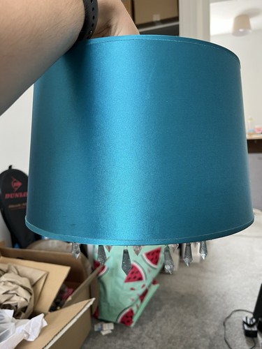 Teal sliver satin lampshade - teal, &
