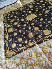 Vintage Tie Rack Art Of Silk Celestial Design Large Silk Scarf.