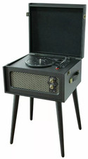 Bush Wooden Retro Aux & Bluetooth Turntable With Legs - Black