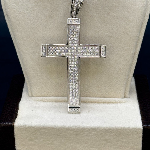 925 silver cross pendant - , cz