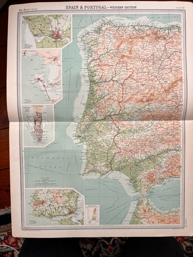 1922 antique map spain - map:,