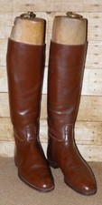 English Made Super Regent Brown Leather Riding Boots & Wooden Trees UK Size 9