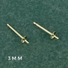 9ct Gold Solid CUP & PIN STUD earrings - 3mm, 5mm - wholesale jewellery findings
