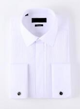 Men's Smart Formal Tuxedo-Wing Collar Dress Shirt with Double Cuff & Cufflinks