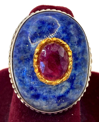 Silver mogul style ring in - style,