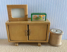 Vintage Dolls House Furniture - Dol Toi Sideboard & Television, Lundby Fish Tank