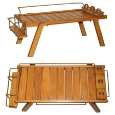 JACQUES ADNET 1940'S MID CENTURY MODERN SOLID ELM STITCHED LEATHER COFFEE TABLE