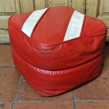 Vintage Vinyl Foot Pouffe Red