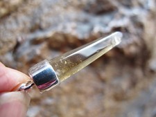 Citrine Crystal Point Raw Pendant Healing Silver 925 Healing Natural Uncooked 3g