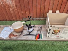 Le Creuset Fondue Set Vintage Cast Iron - Hazel Brown Never Used Boxed