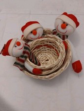 3x Snowman Stacking Wicker