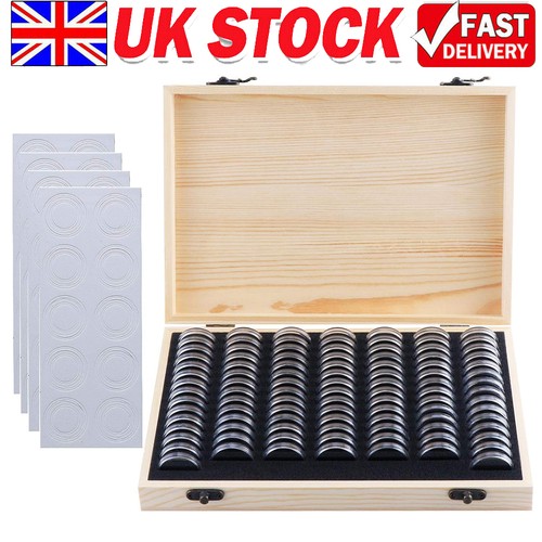 100pcs coin holder case wooden - 100pcs,