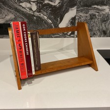 Vintage Wooden Table Top Book Shelf MCM Retro Tilted Office Cottage Rustic