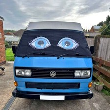 VW T25 / T3 Window Screen Cover Black Out Blind Curtain Wrap Eyes Blue Lashes