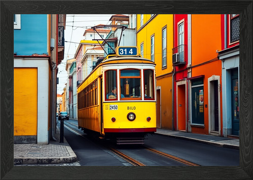 Lisbon tram yellow - tram, streets
