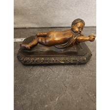 Bronze Crawling Baby Signed
