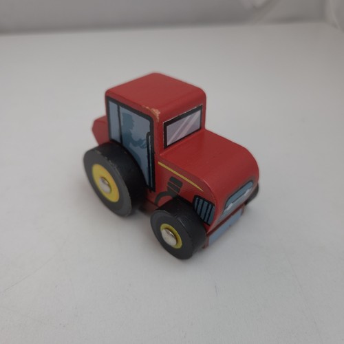 Red wooden tractor small toy - red,