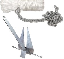 GALVANISED DANFORTH DINGHY TENDER BOAT ANCHOR KIT 4 KG