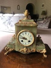 Antique French Onyx Clock and two candelabras set 