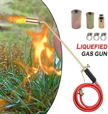 Long Arm Torch Burner Propane Butane Gas Blow Roofers Brazing Set 3 Nozzle +Hose