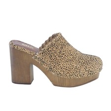 Clogs Animal Cheetah Print Suede Studded Platform Mules Size US 8 UK 6
