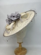 VENI INFANTINO Snoxall & Gwyther Cream & Taupe  Large Fascinator (854)