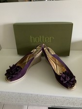 HOTTER Special Occasion Sandals Wedge Heel Size UK 6 Brand New Purple Suede