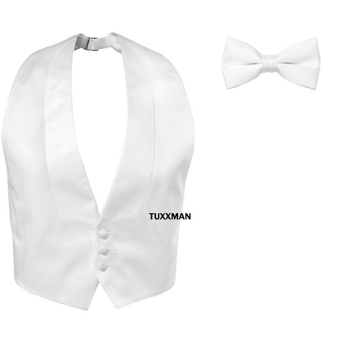 New white satin adj tuxedo - adj,