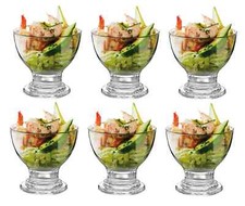 6 Cocktail Bowls Glass Prawn Appetizer Starter Serving Stemmed Dishes Delight