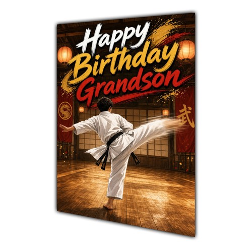 Happy birthday grandson - happy, karate