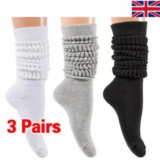 3Pairs Ladies Slouch Socks Cotton Scrunch Knee High Extra Long and Heavy Socks